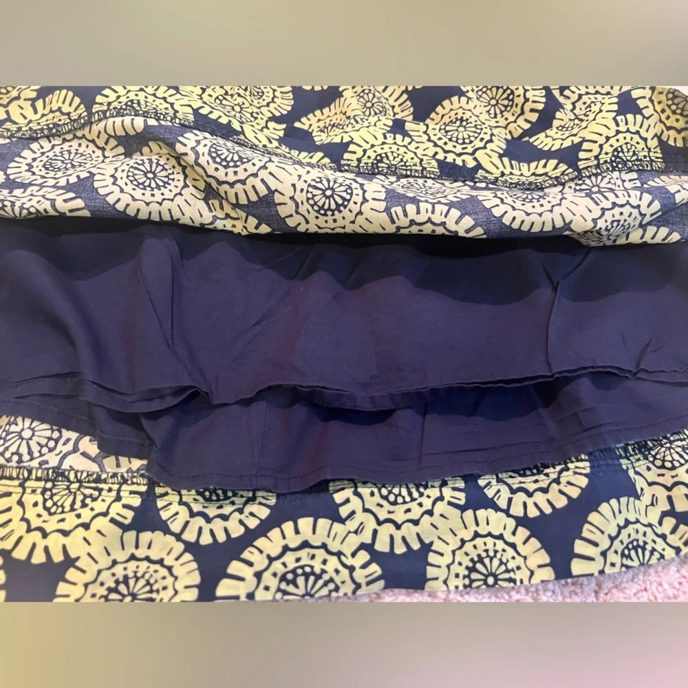 Merona Navy and Green 100% Cotton Skater Girl Skirt Size Medium